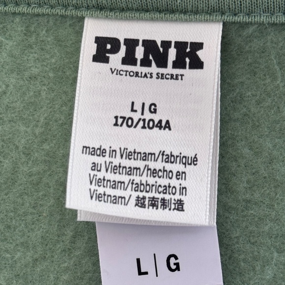 NWT Victoria’s Secret Pink Full zip-up Hoodie Green XL wishing You Were Here - Picture 7 of 8